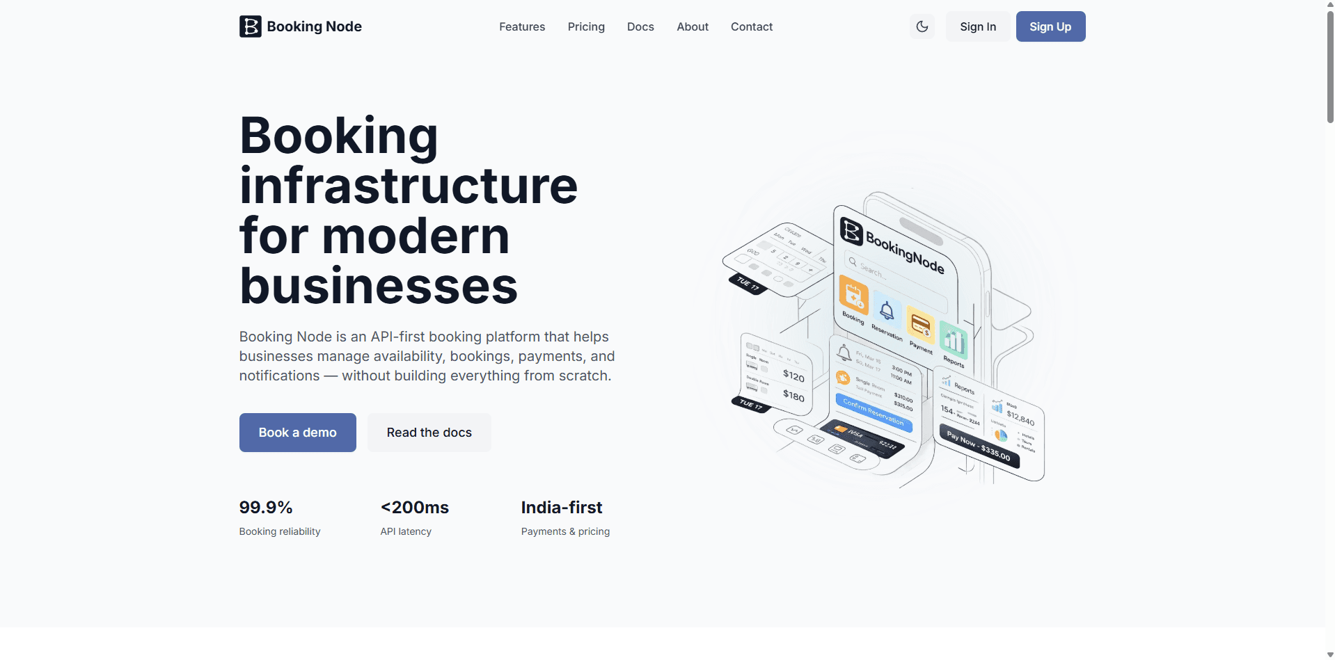 Booking Node — Landing page